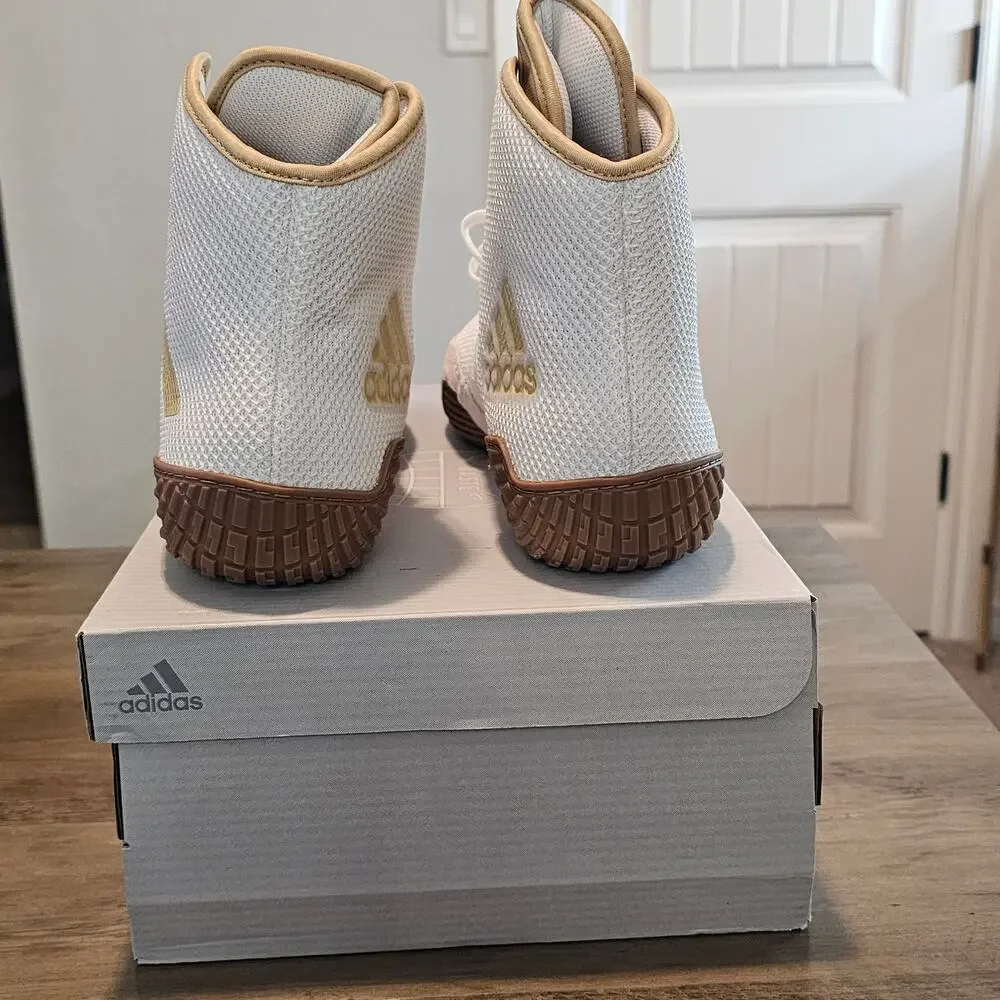Adidas Tech Fall 2.0 Wrestling Shoe Men Sz 12 White Gold Suede Stability Support - Picture 5 of 9